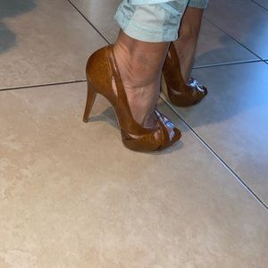 Brown leather heels